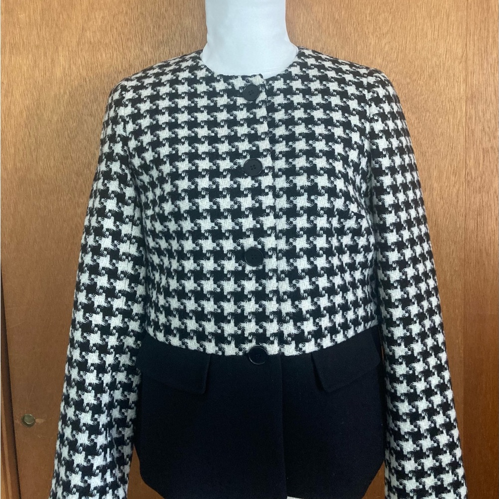 TALBOTS Women's Houndstooth Black and White Jacket NWT